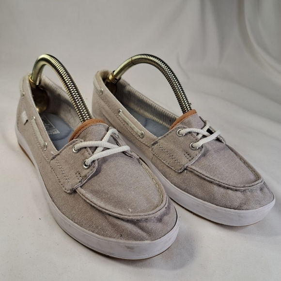 Keds lt gray canvas boatshoe sneakers women's size 6 - Picture 3 of 9
